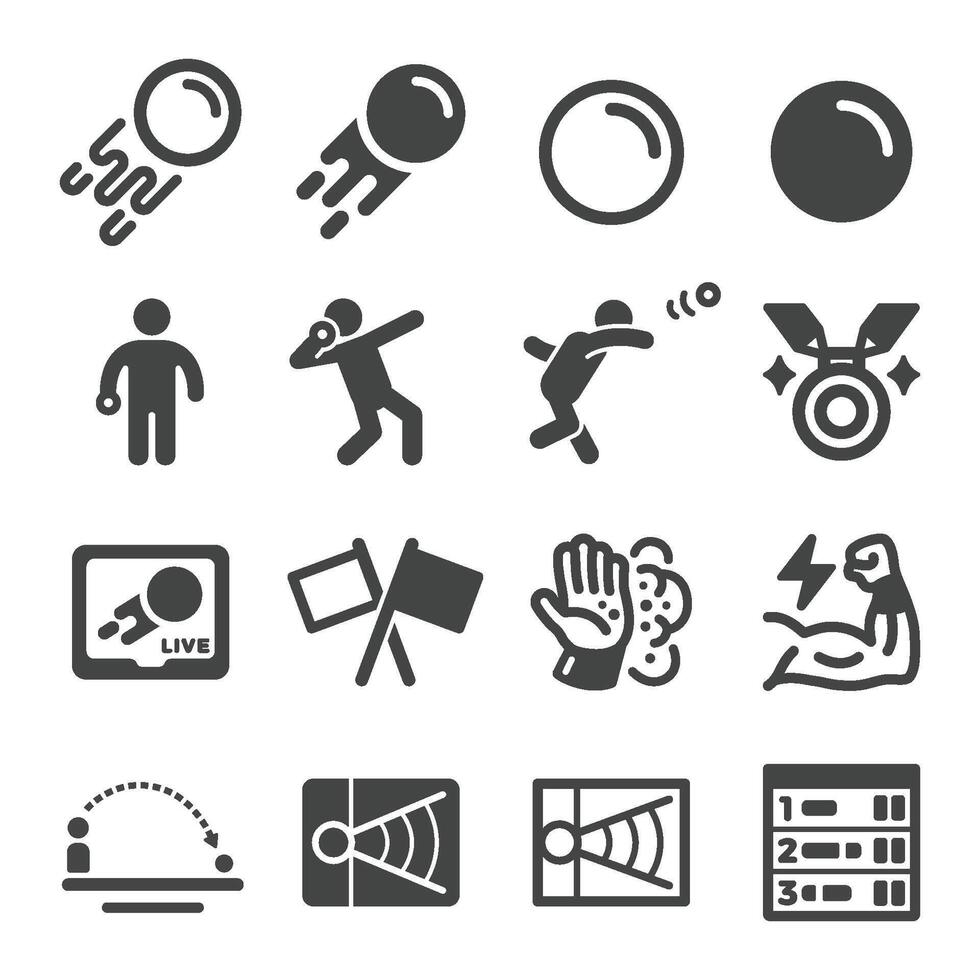 shot put icon set vector
