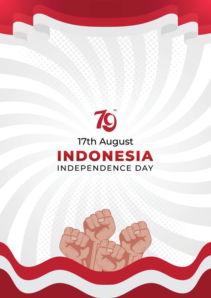 Poster 17 August Indonesian independence day background vector