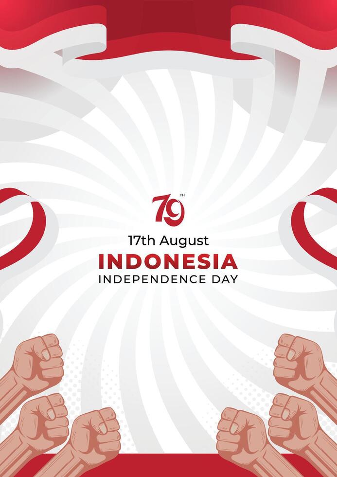 Poster 17 August Indonesian independence day background vector
