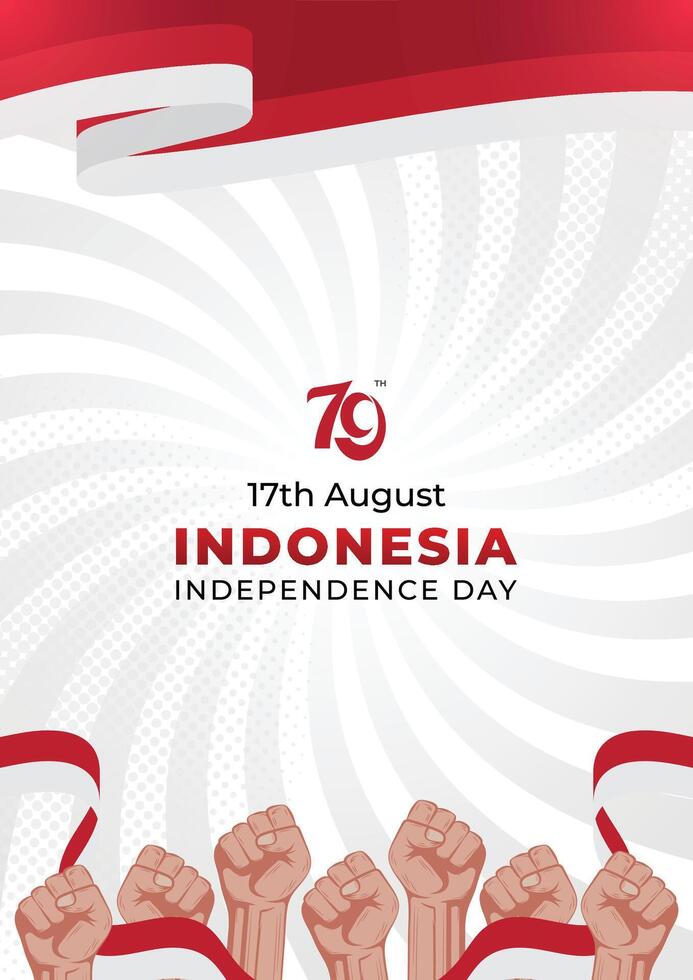 Poster 17 August Indonesian independence day background vector