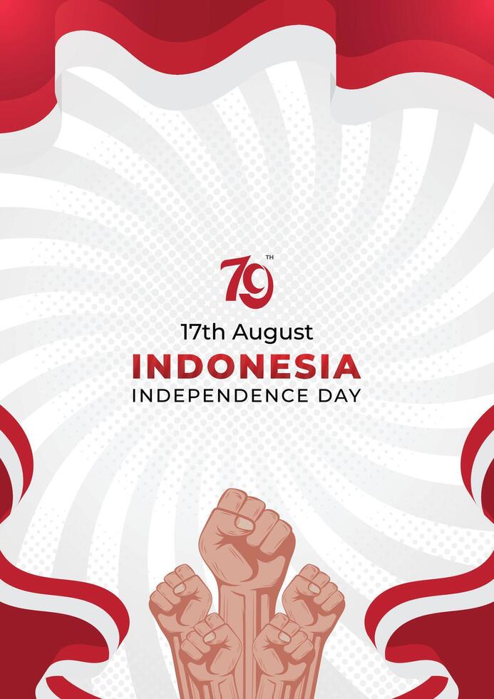 Poster 17 August Indonesian independence day background vector