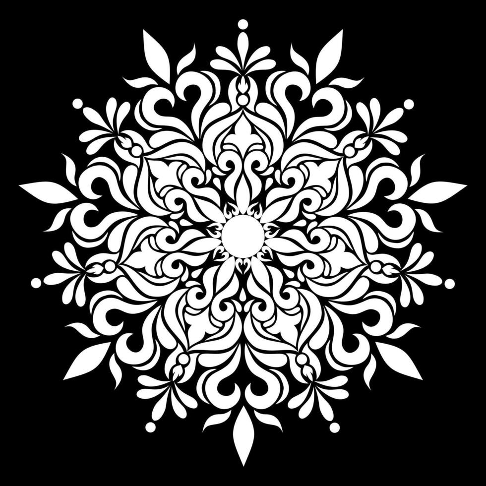 mandala floral patterns with black background,hand draw circle ornament. vector