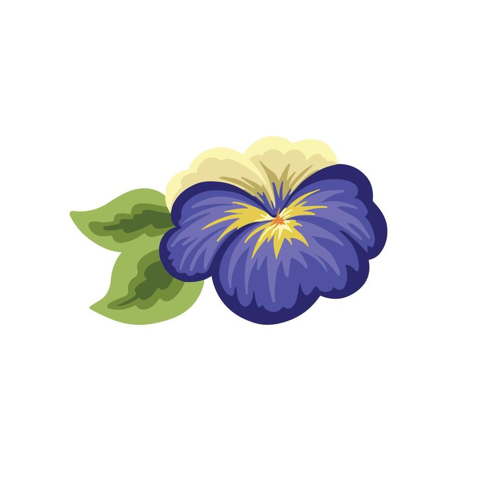 decoration wild flowers stylized bright blue with yellow pansies, illustration vector