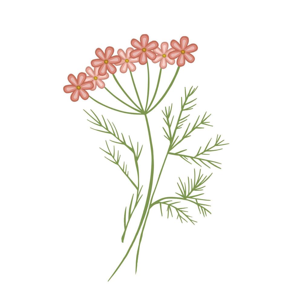 Small flowers are collected in small baskets. Colored doodle style. vector