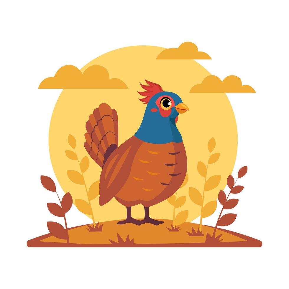 This is a pheasant funny illustration. Farm animal for kids, posters, logo vector