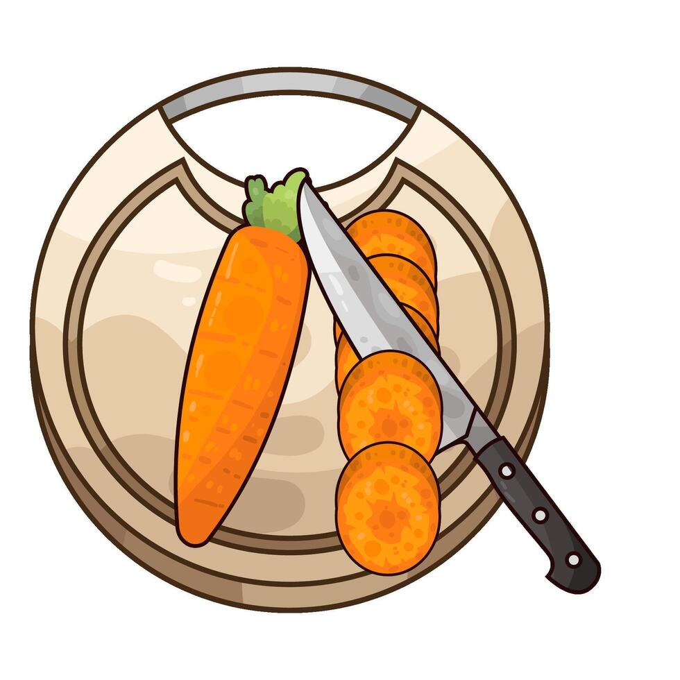 Illustration of carrots on cutting board vector