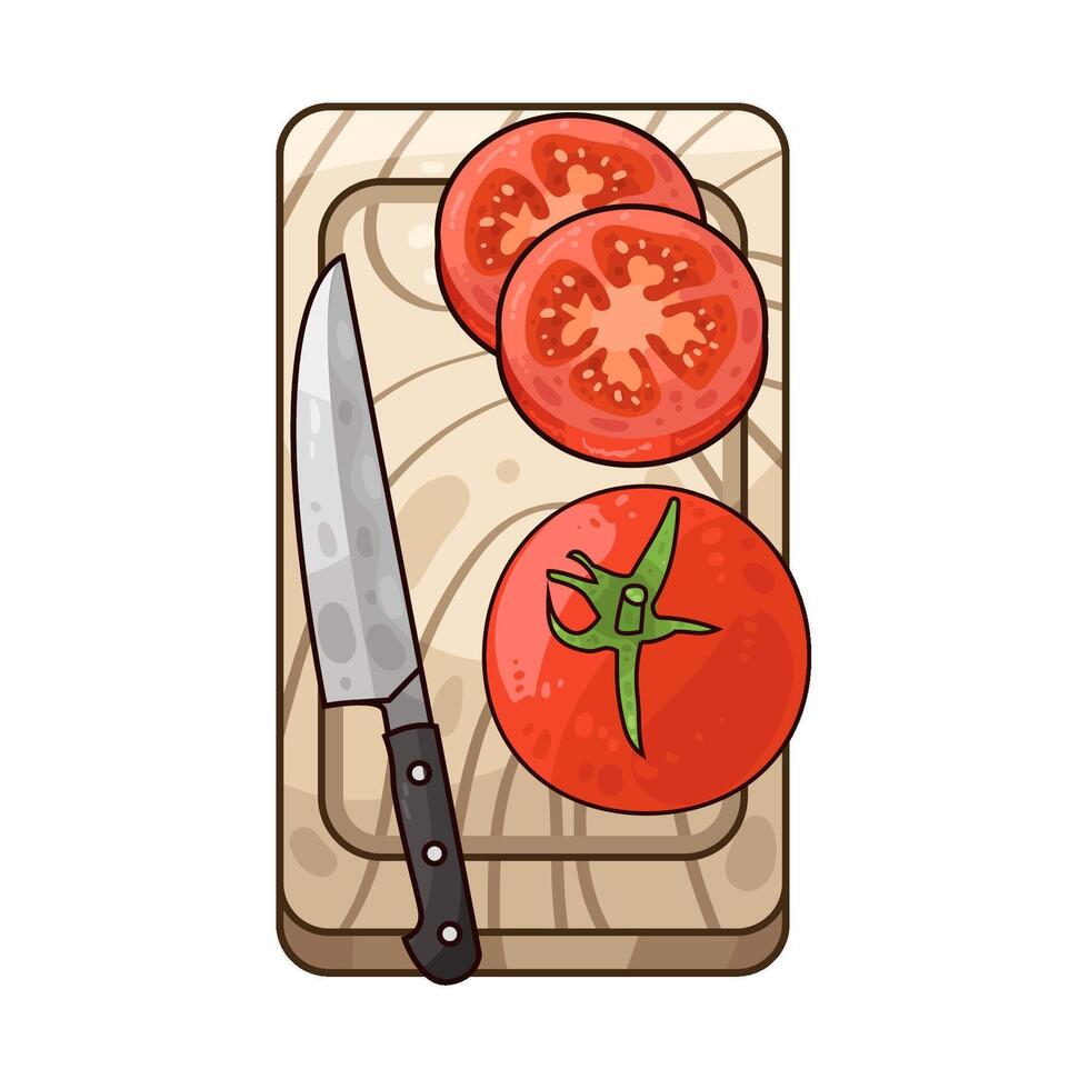Illustration of tomatoes on a cutting board vector