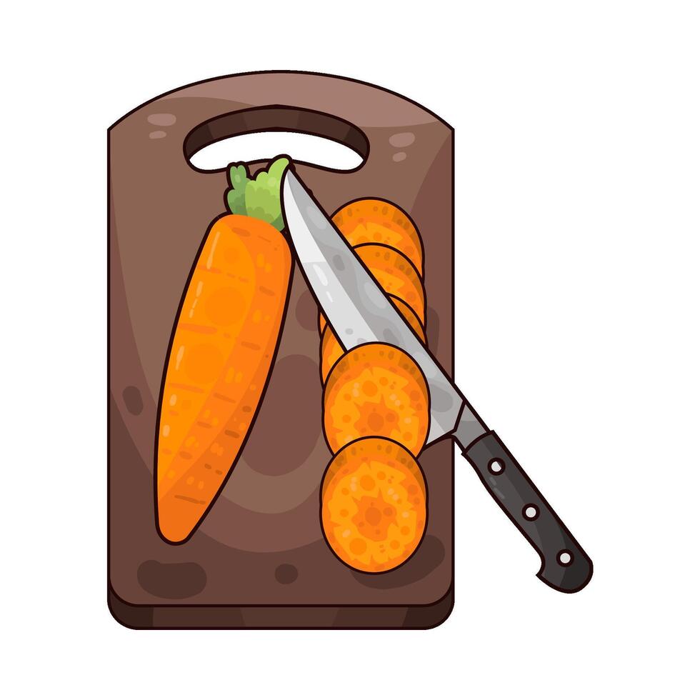 Illustration of carrots on cutting board vector