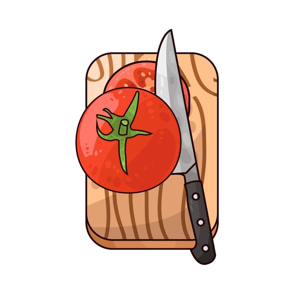 Illustration of tomatoes on a cutting board vector