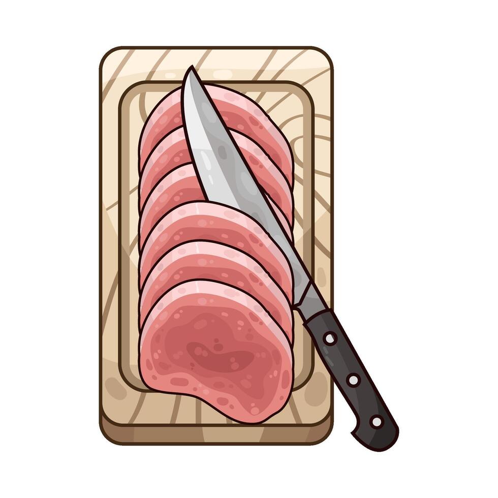 Illustration of sliced meat on a cutting board vector