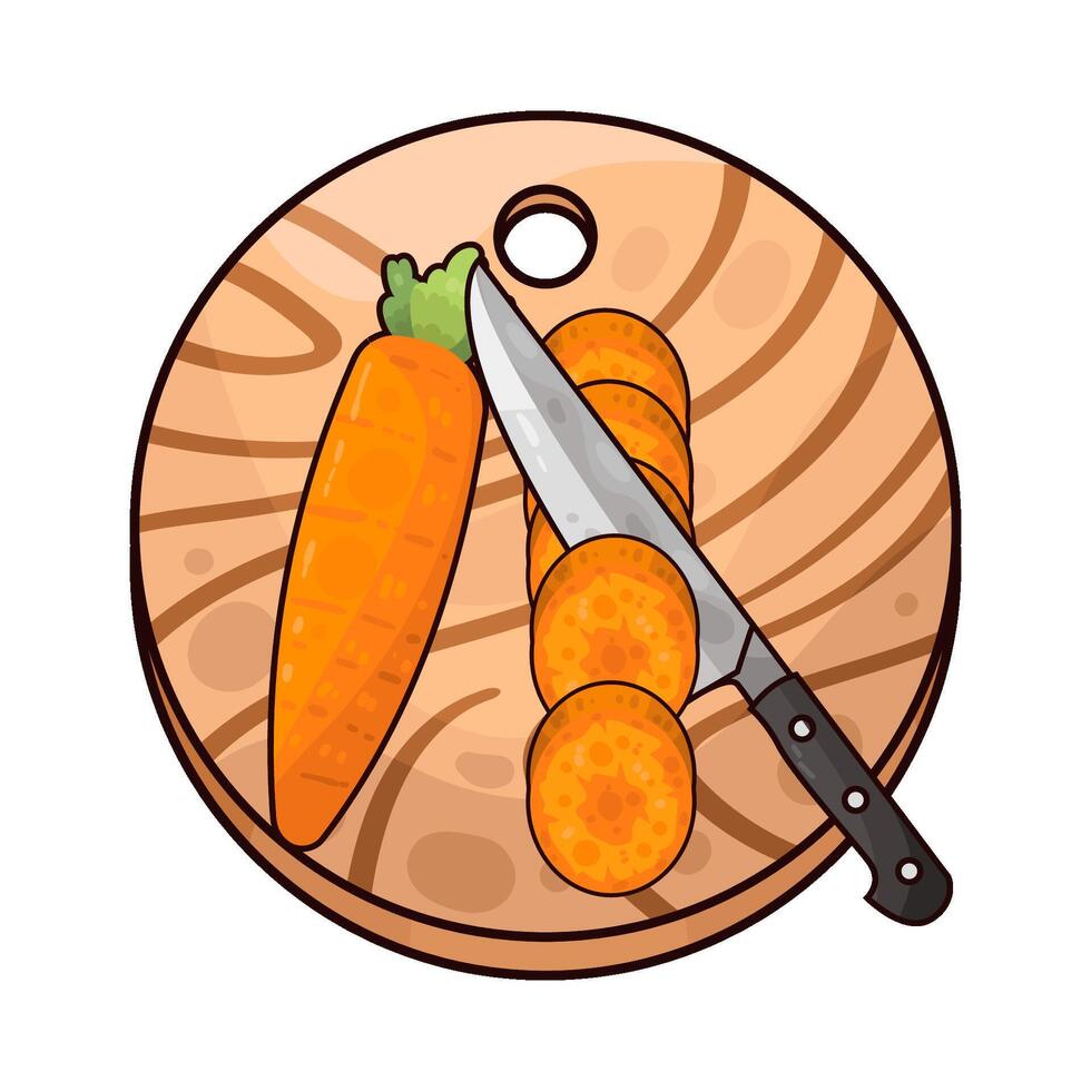 Illustration of carrots on cutting board vector