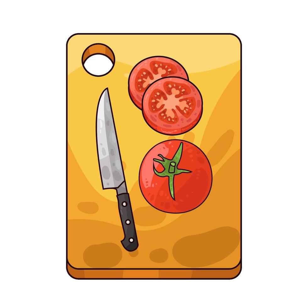 Illustration of tomatoes on a cutting board vector