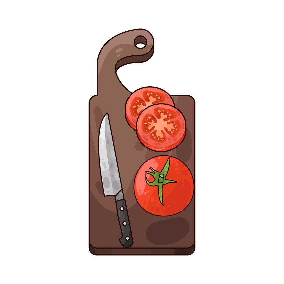 Illustration of tomatoes on a cutting board vector