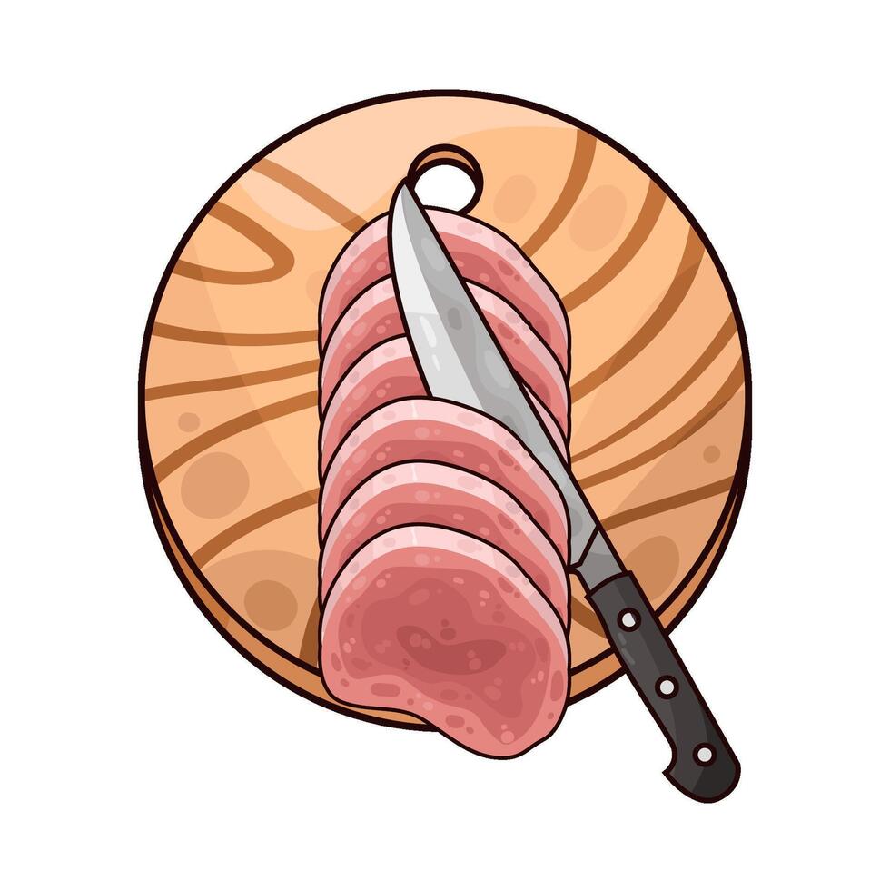 Illustration of sliced meat on a cutting board vector