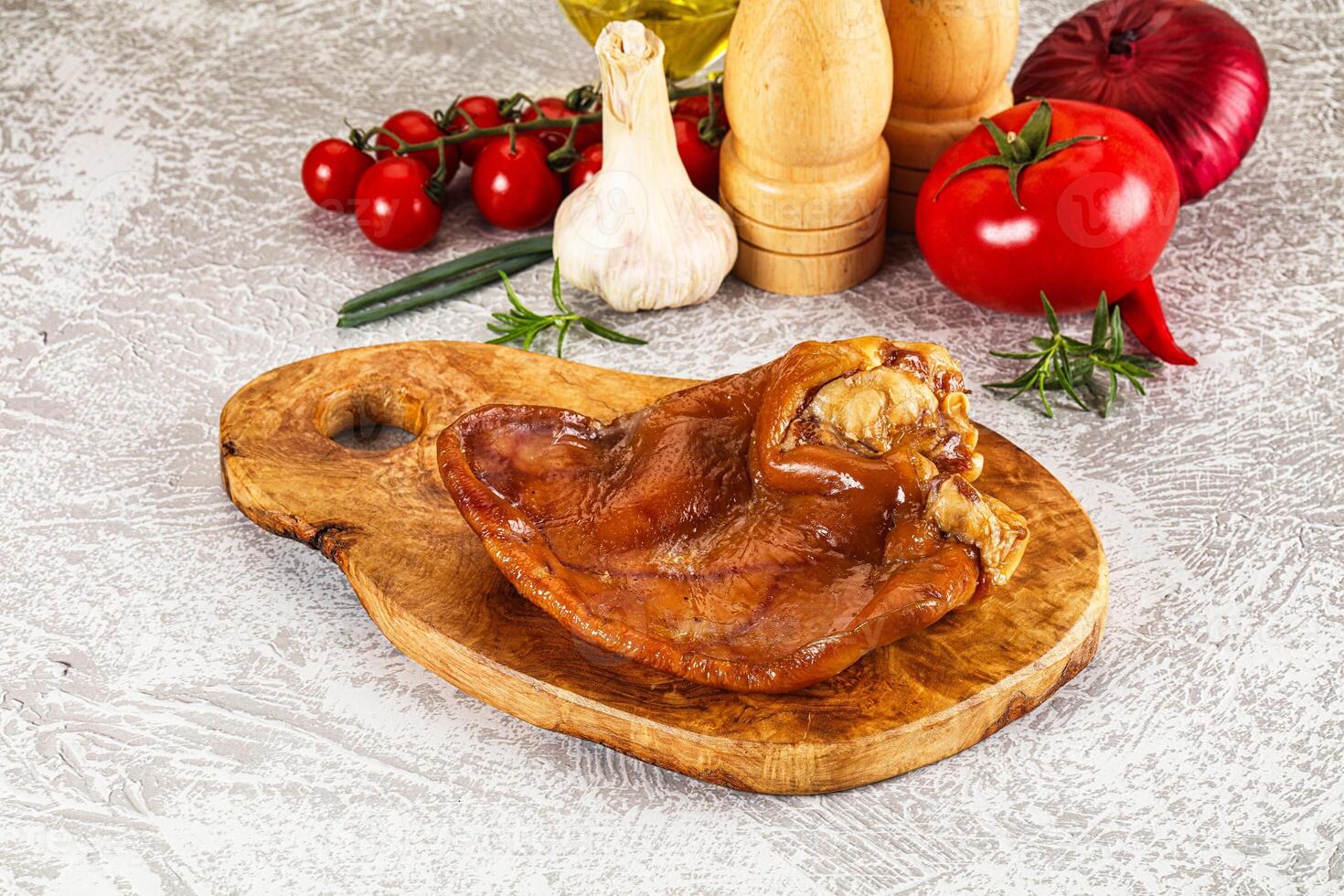 Smoked pork ear snack appetizer photo