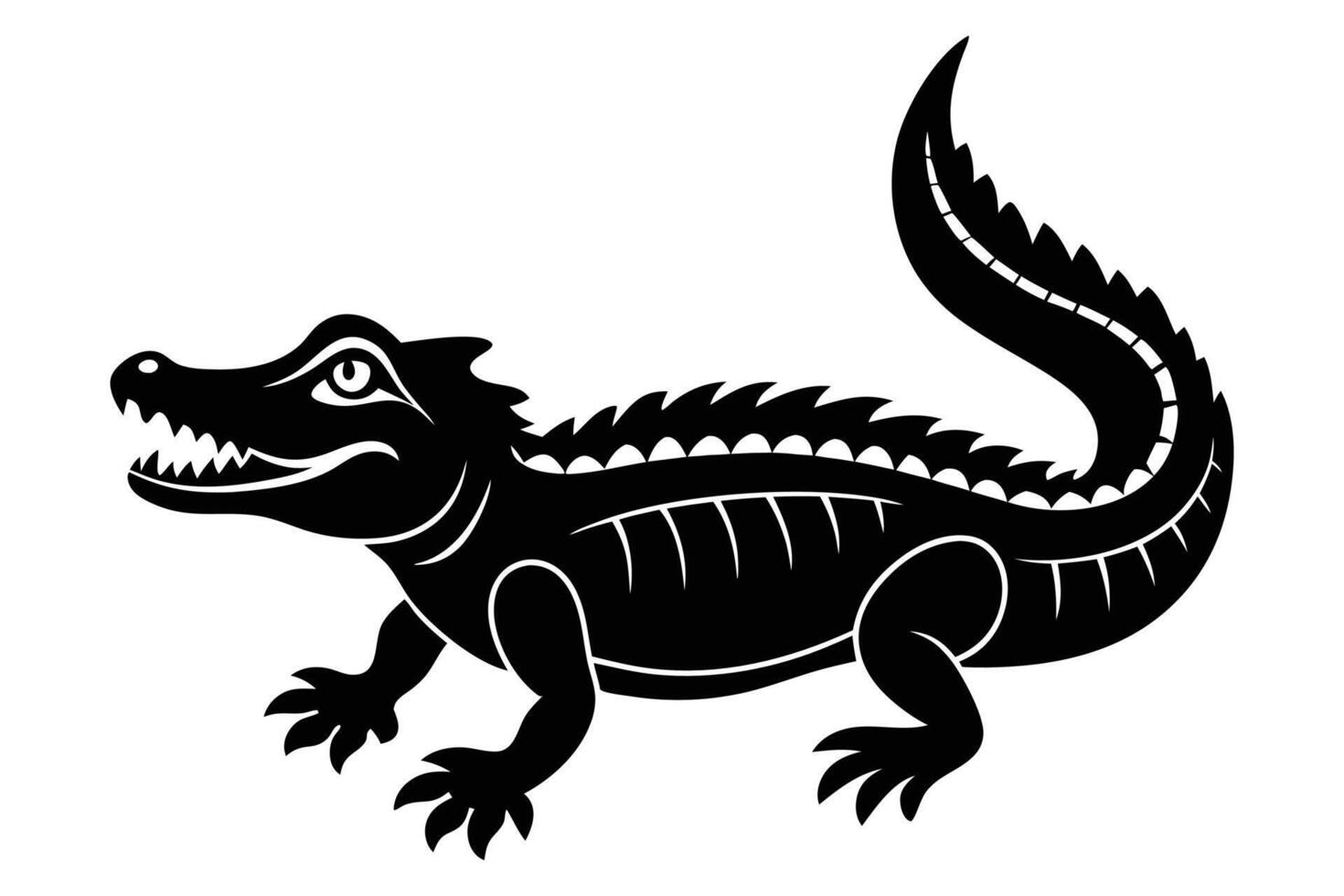 crocodile silhouette illustration Design on a white background vector