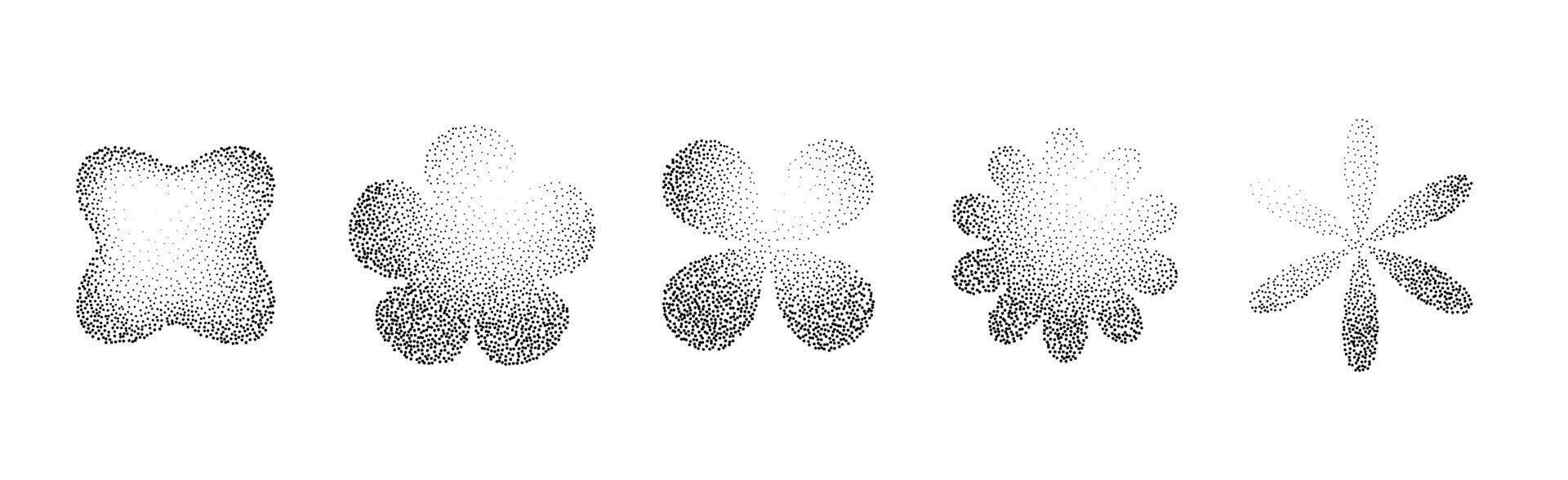 Noise gradient shape set isolated with grain texture. Black noise gradient Isolated. Halftone dotted round design elements. vector