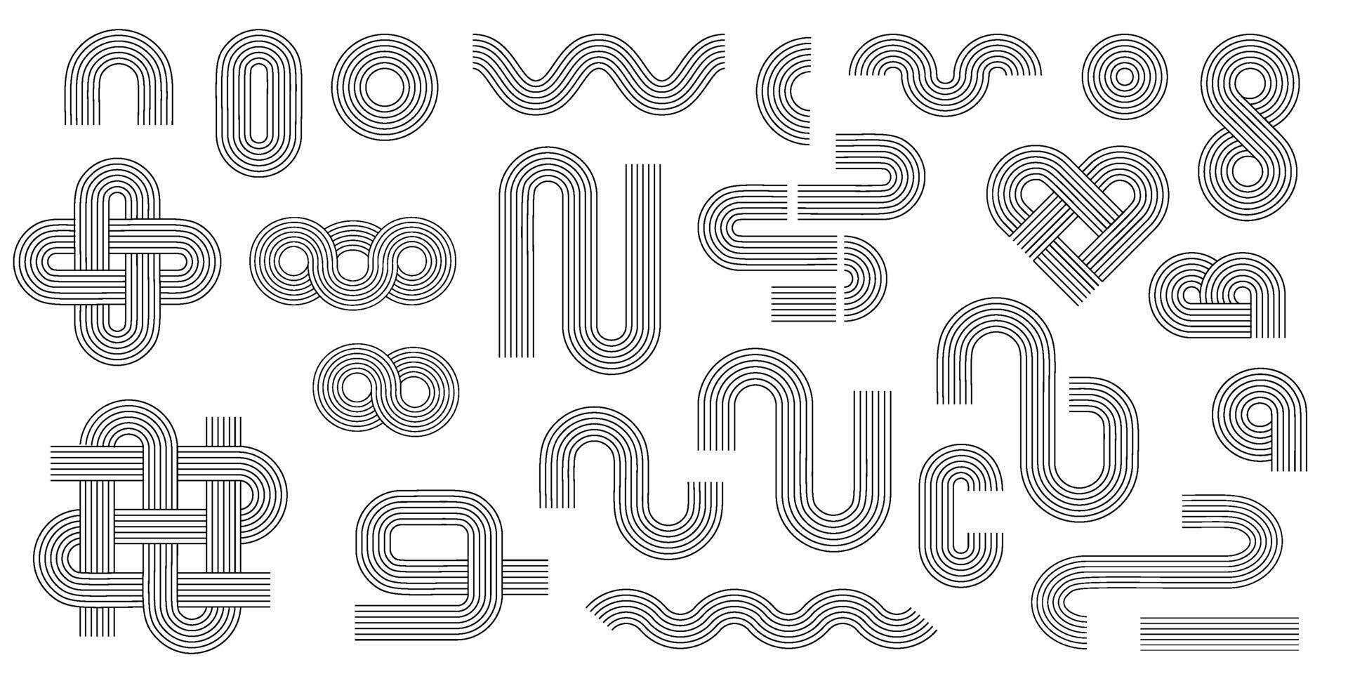 Geometric line arch and circle abstract shapes. Linear design element in Modern boho aesthetic stile vector