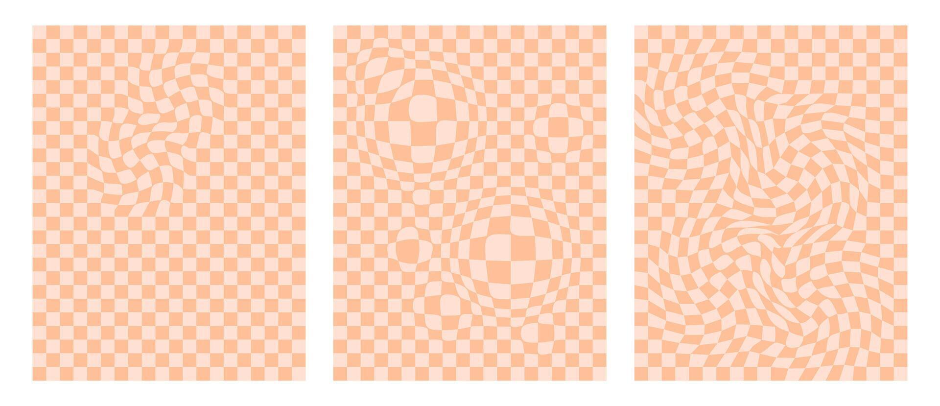 Retro Groove Distorted Grid. Hippie Fashion Textures. vector