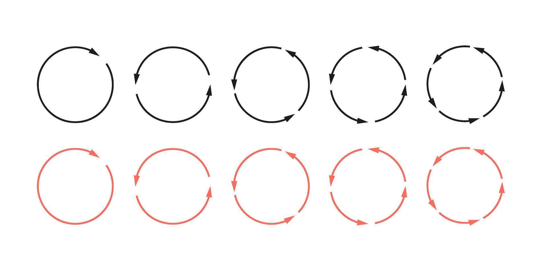 Recycling circular arrows set. circle icon. vector