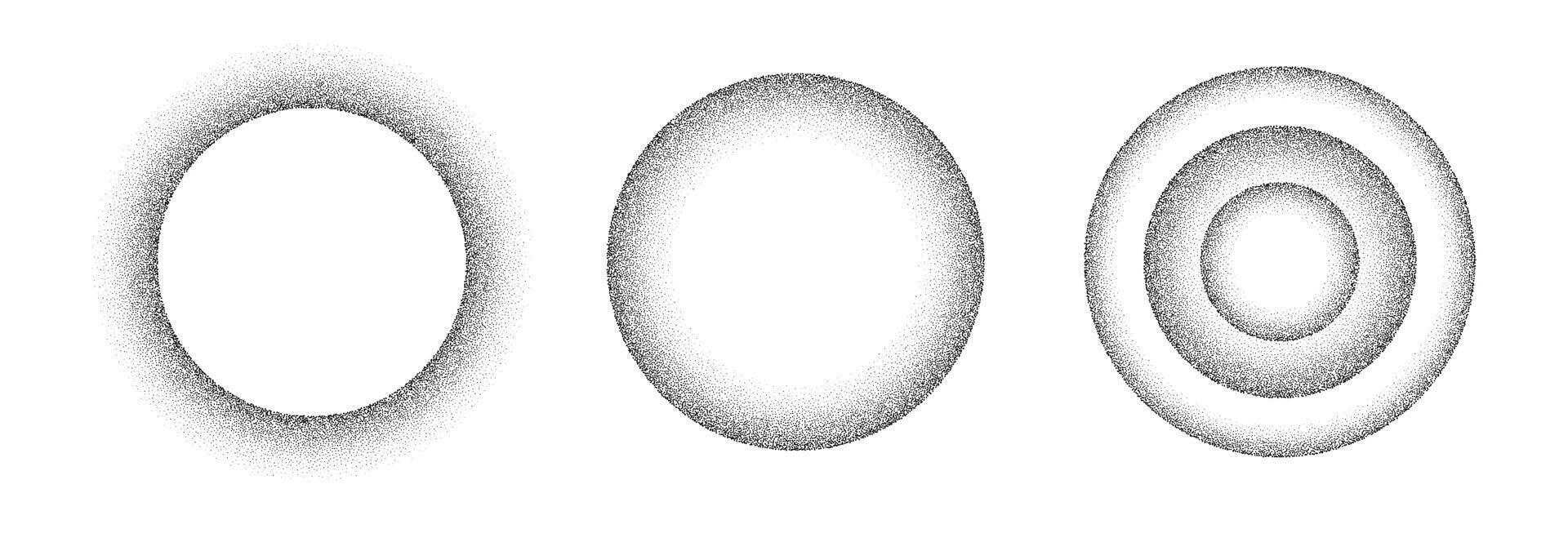 Grain gradient circles. Noise gradient frame. Blurred abstract shapes isolated. vector