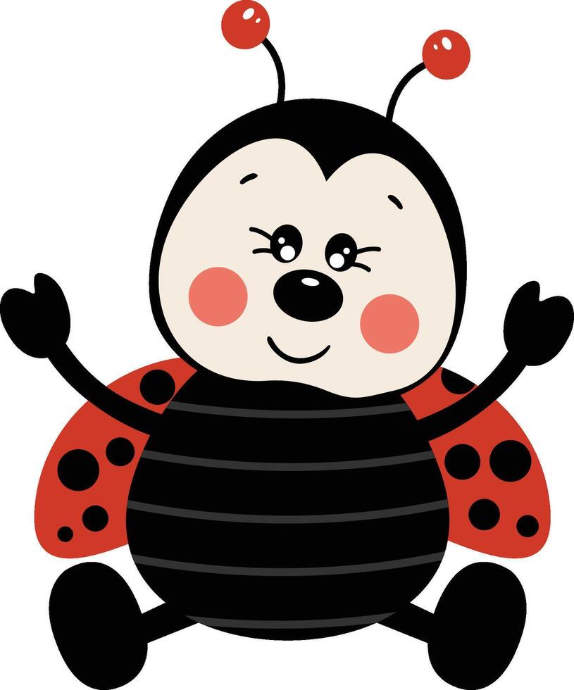 Cute ladybug sitting with open arms vector
