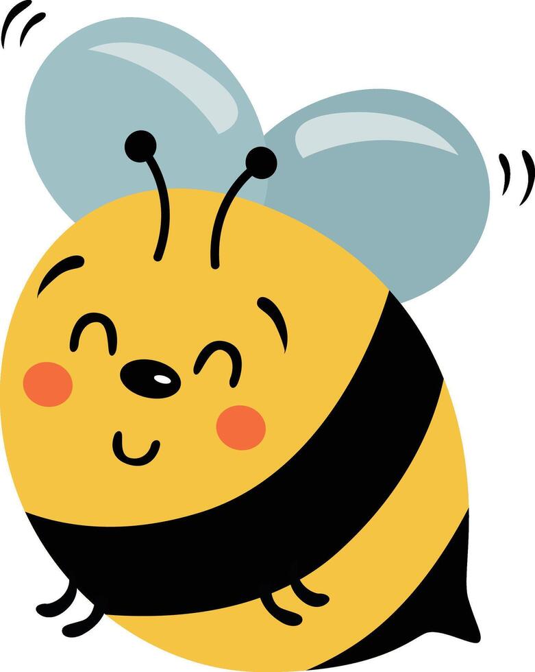 Cute happy bee isolated on white vector