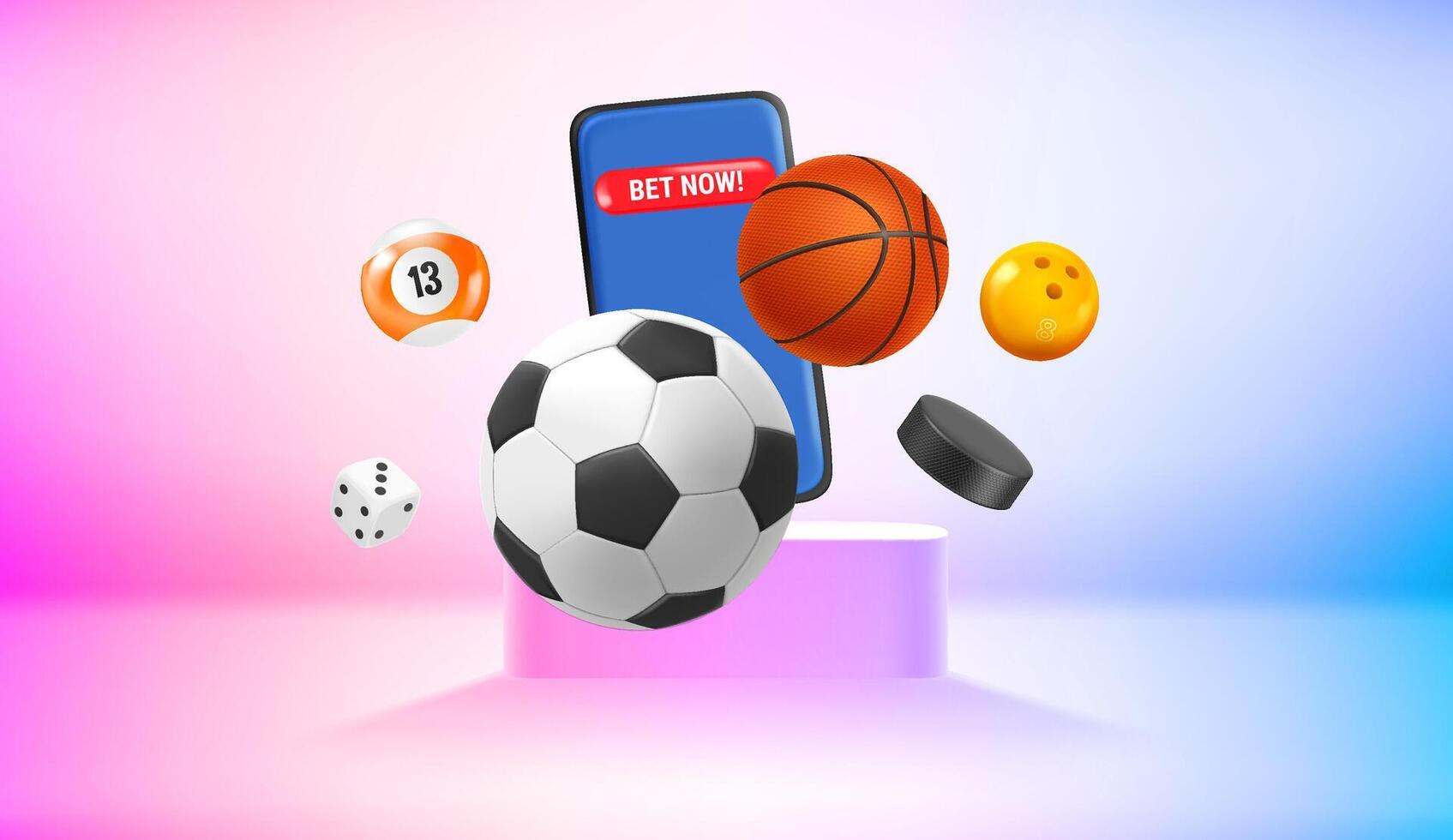 Vivid room with sport inventory. Net now concept. Realistic 3d illustration vector