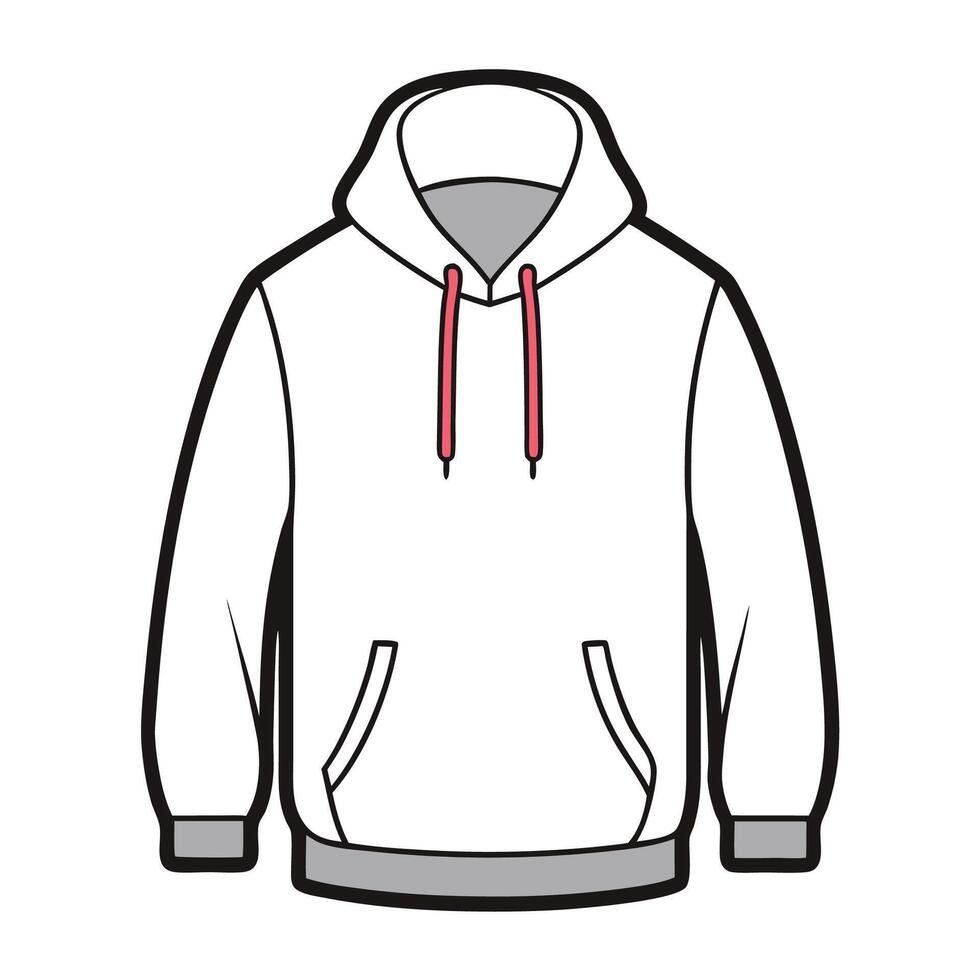Stylish outline Hoodie Illustration on white background vector