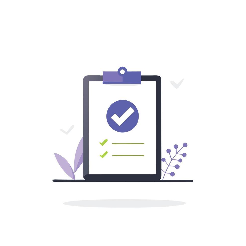 Completed sign for UI, Checkmark checklist icon ui illustration. application form with check marks vector
