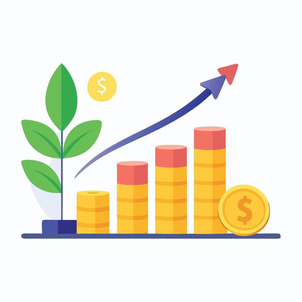 Increase money growth. Profit growing symbol, Progress symbol, Growth success arrow icon vector