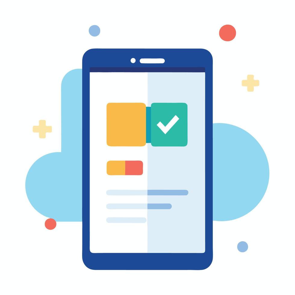 Completed sign for UI, Checkmark checklist icon ui illustration. application form with check marks vector
