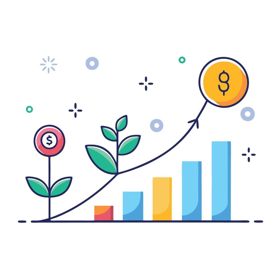 Increase money growth. Profit growing symbol, Progress symbol, Growth success arrow icon vector