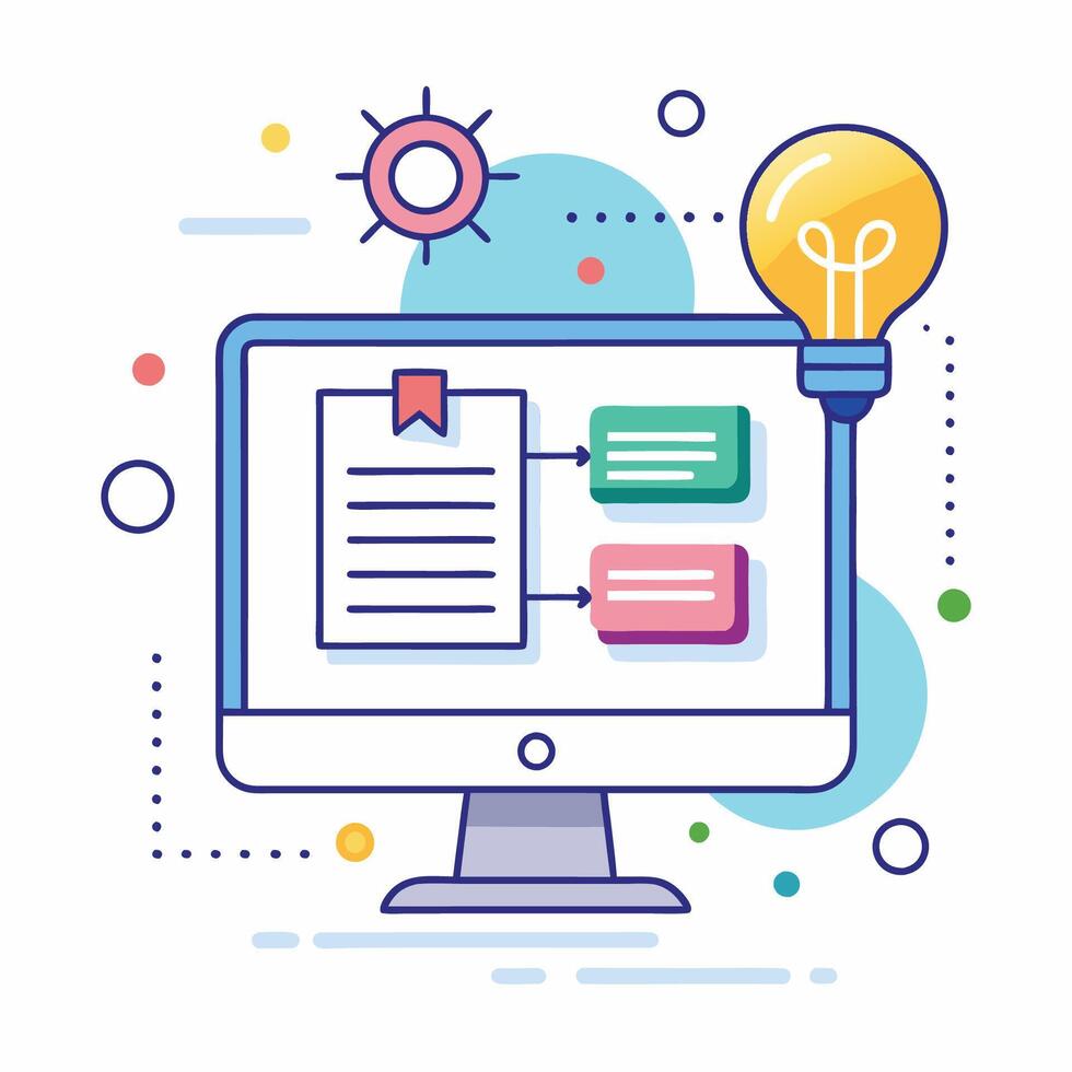 Virtual Team Brainstorming Session- Innovating Together in the Digital Workspace illustration vector