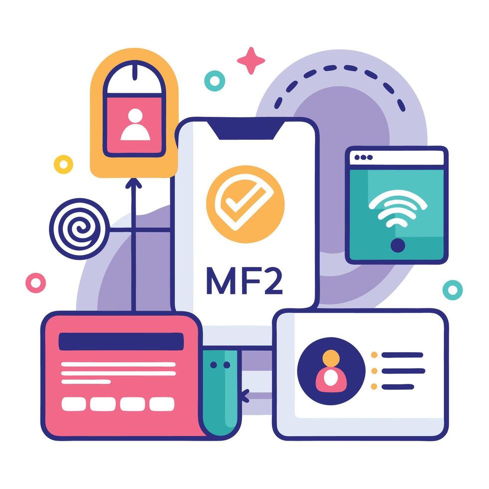 Online User Security, Various Devices Secure connection Flat Illustration vector