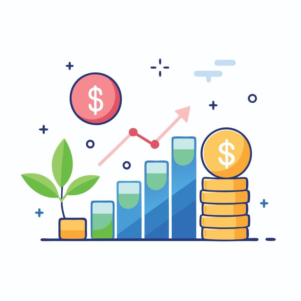Increase money growth. Profit growing symbol, Progress symbol, Growth success arrow icon vector