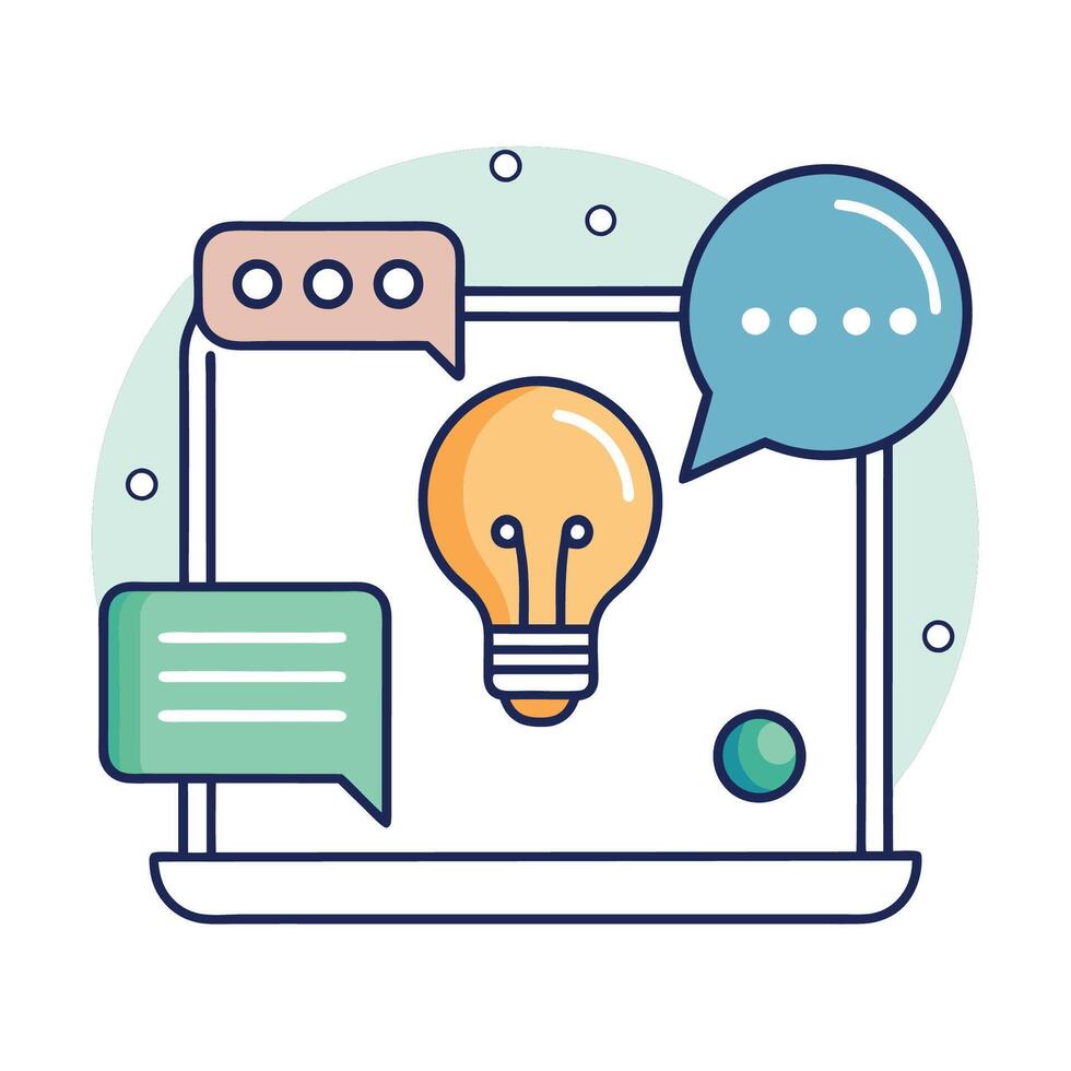 Virtual Team Brainstorming Session- Innovating Together in the Digital Workspace illustration vector