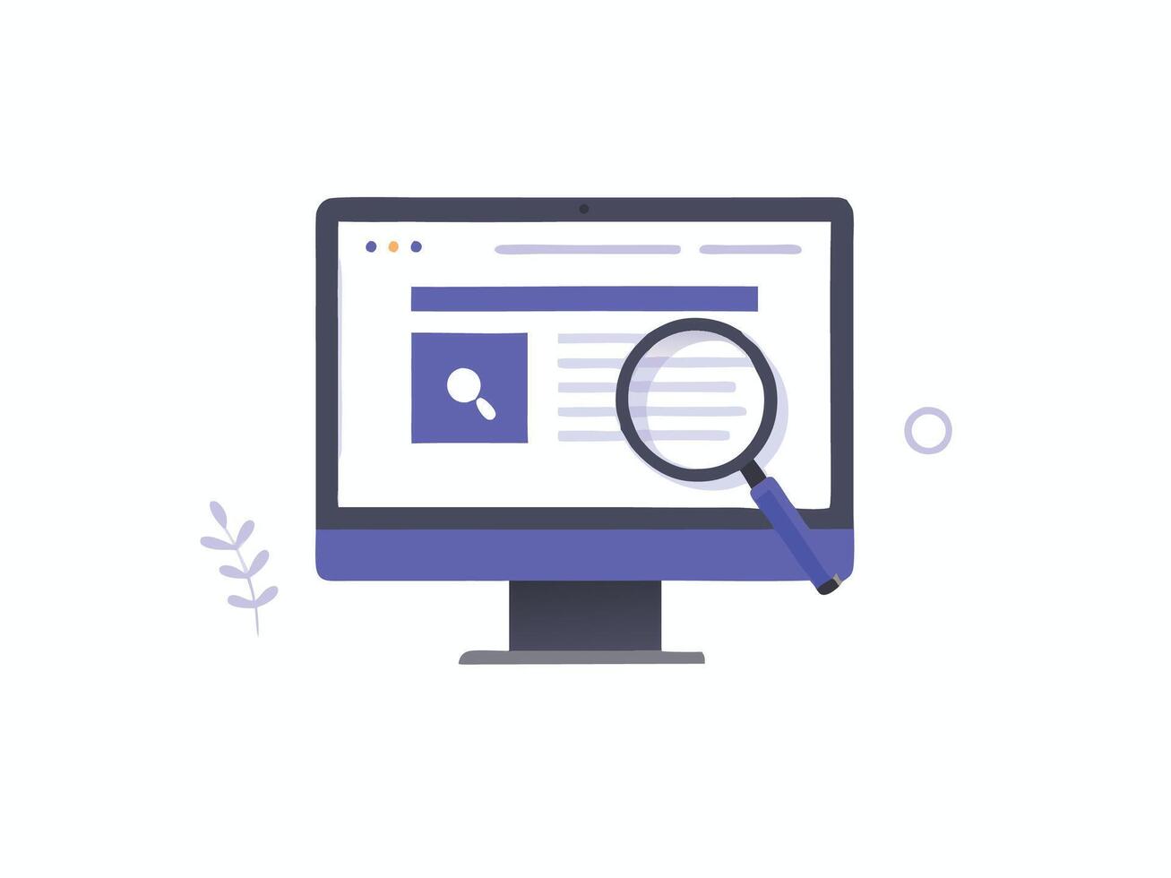 Online Web Search browser page on PC monitor. UI illustration Concept. Search engine research vector