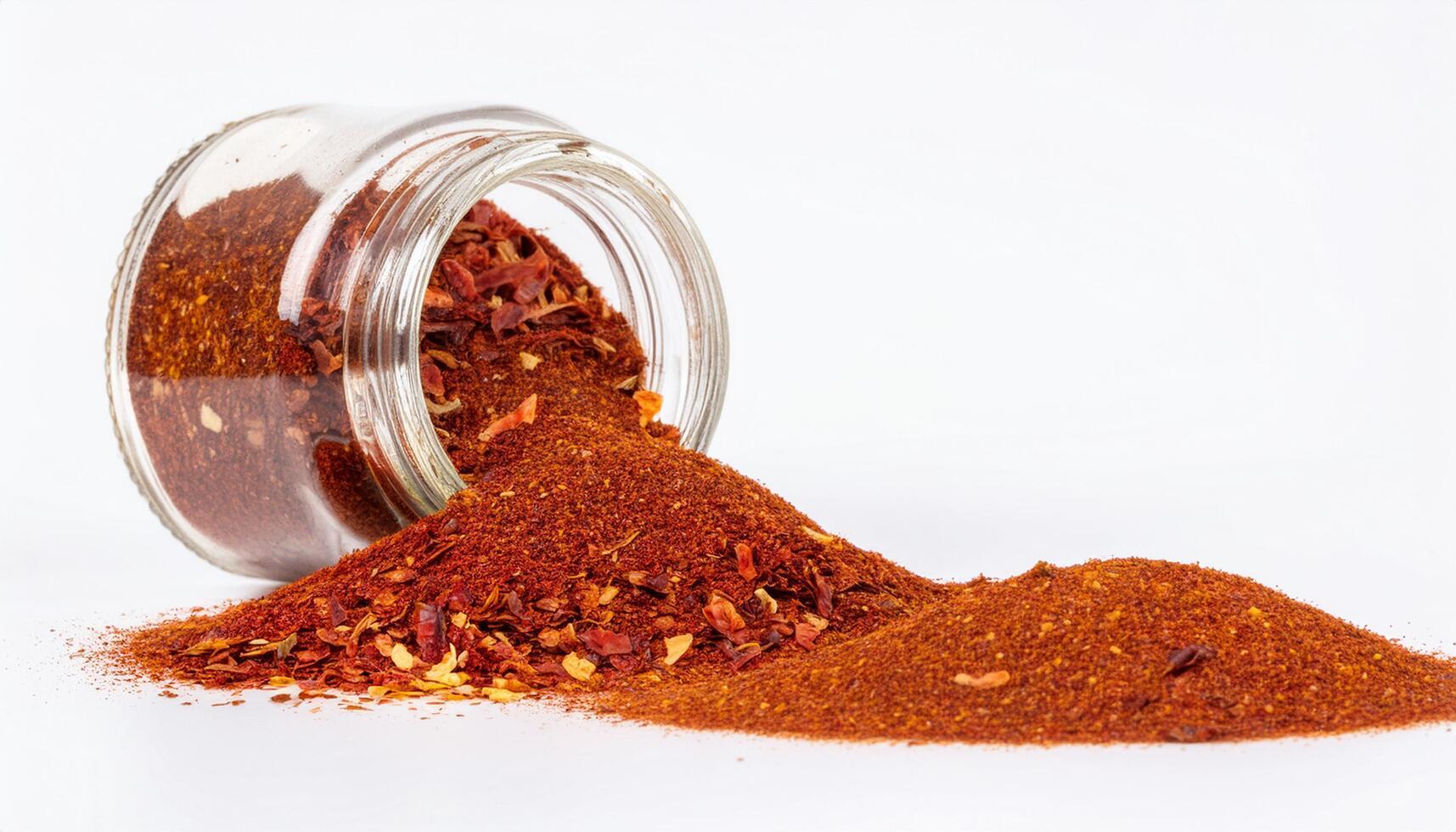 Generated image - closed-up photography of Smoked Paprika Spilled from a jar photo