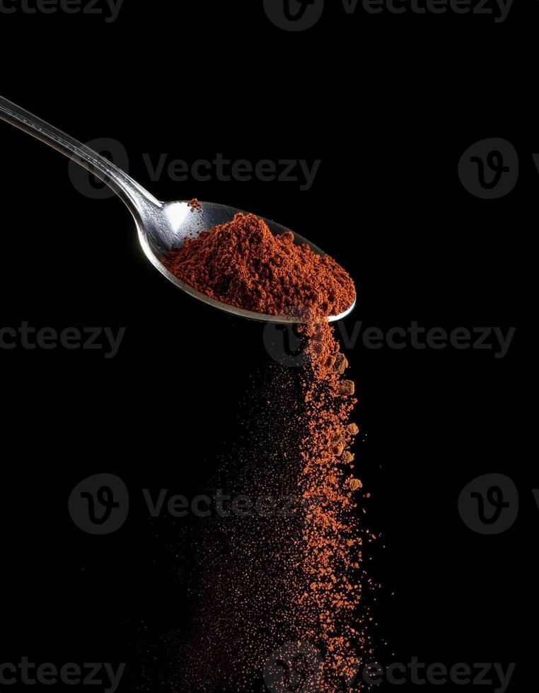 Generated image - closed-up photography of Smoked Paprika Spilled from a Teaspoon photo