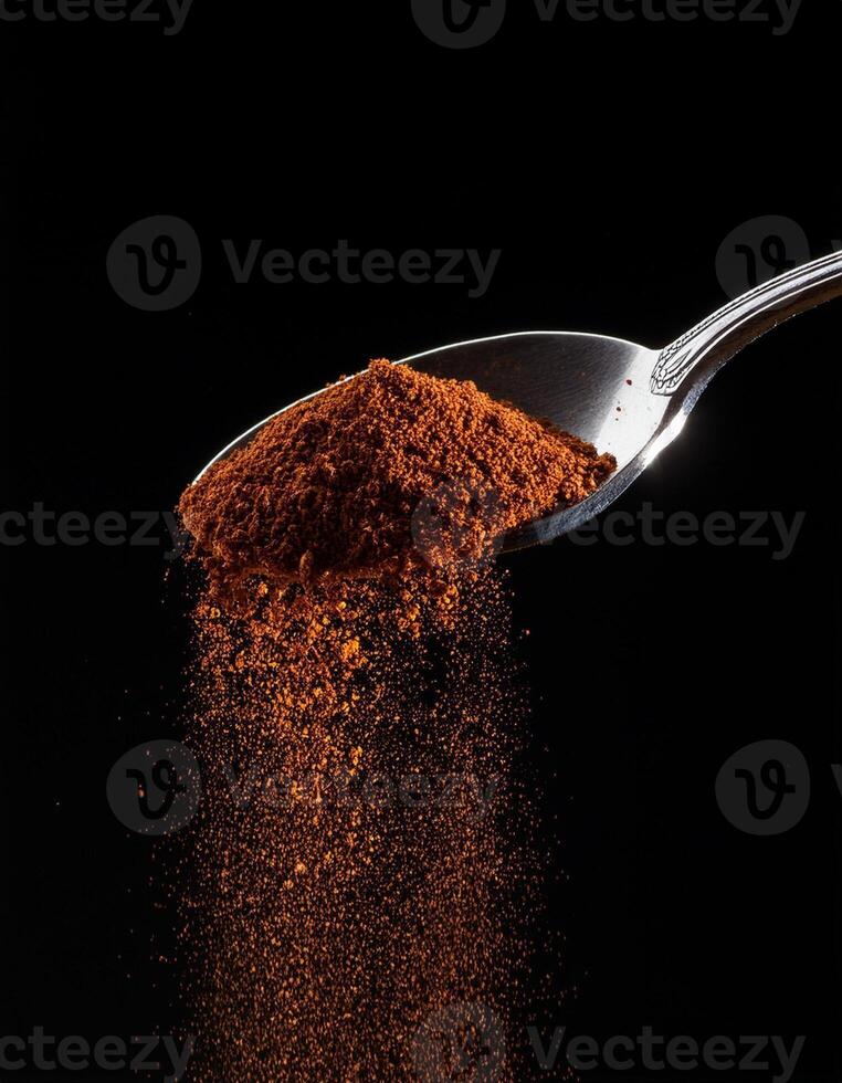 Generated image - closed-up photography of Smoked Paprika Spilled from a Teaspoon photo