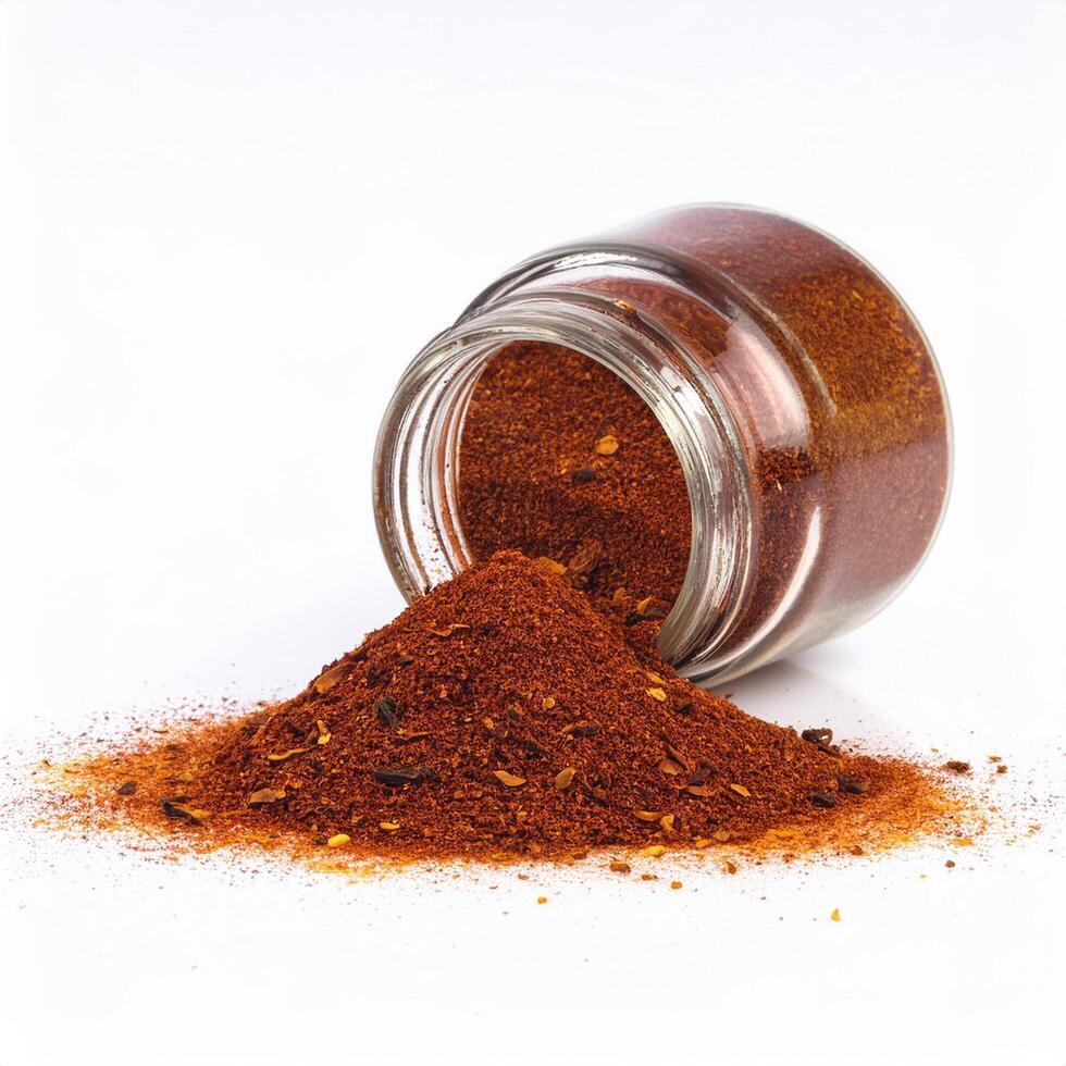 Generated image - closed-up photography of Smoked Paprika Spilled from a jar photo