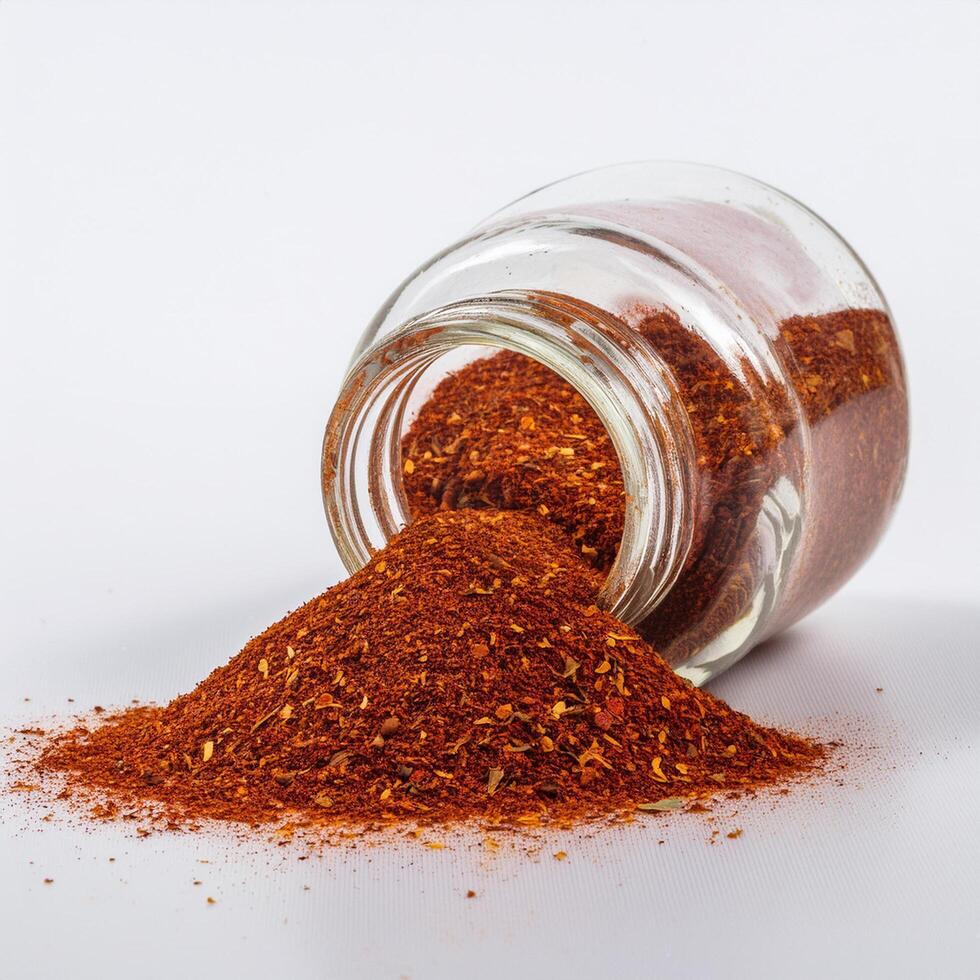 Generated image - closed-up photography of Smoked Paprika Spilled from a jar photo