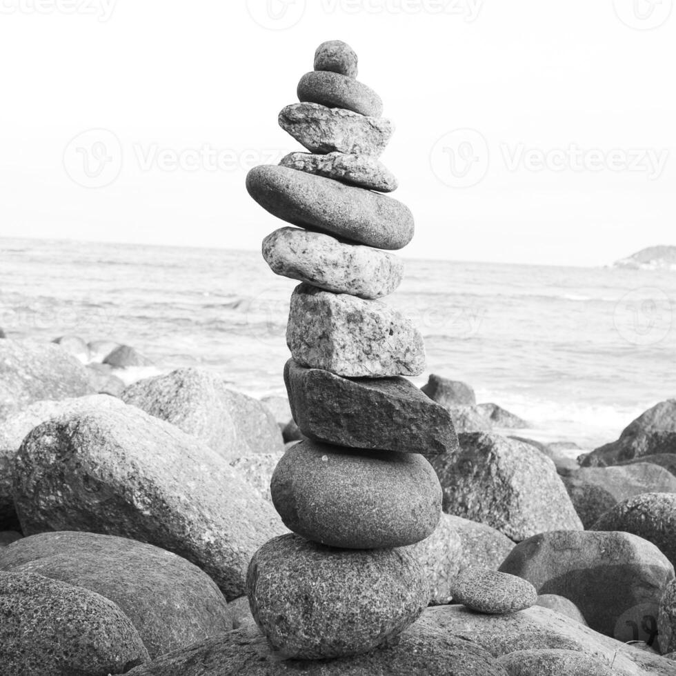 pile of stones on the beach photo