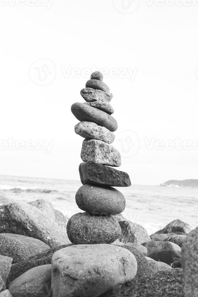 pile of stones on the beach photo