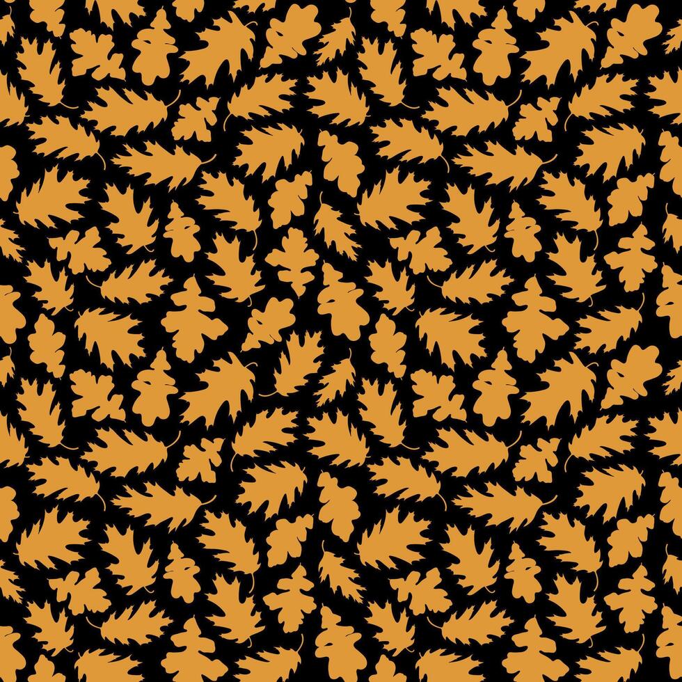 Autumn Gold Oak Leaves Seamless Pattern vector