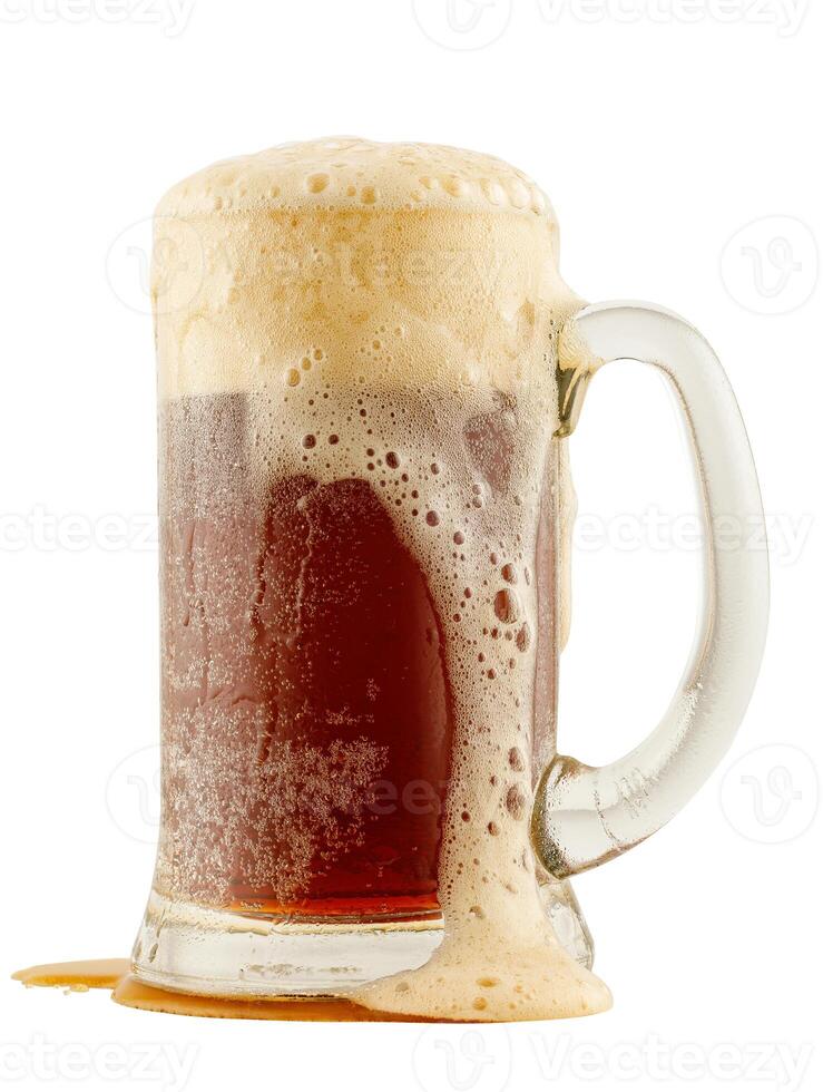Dark beer in a glass on a white background isolate photo