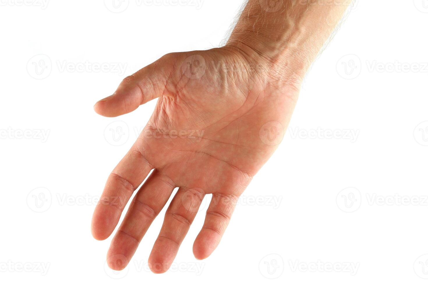Opened palm of a man isolate photo
