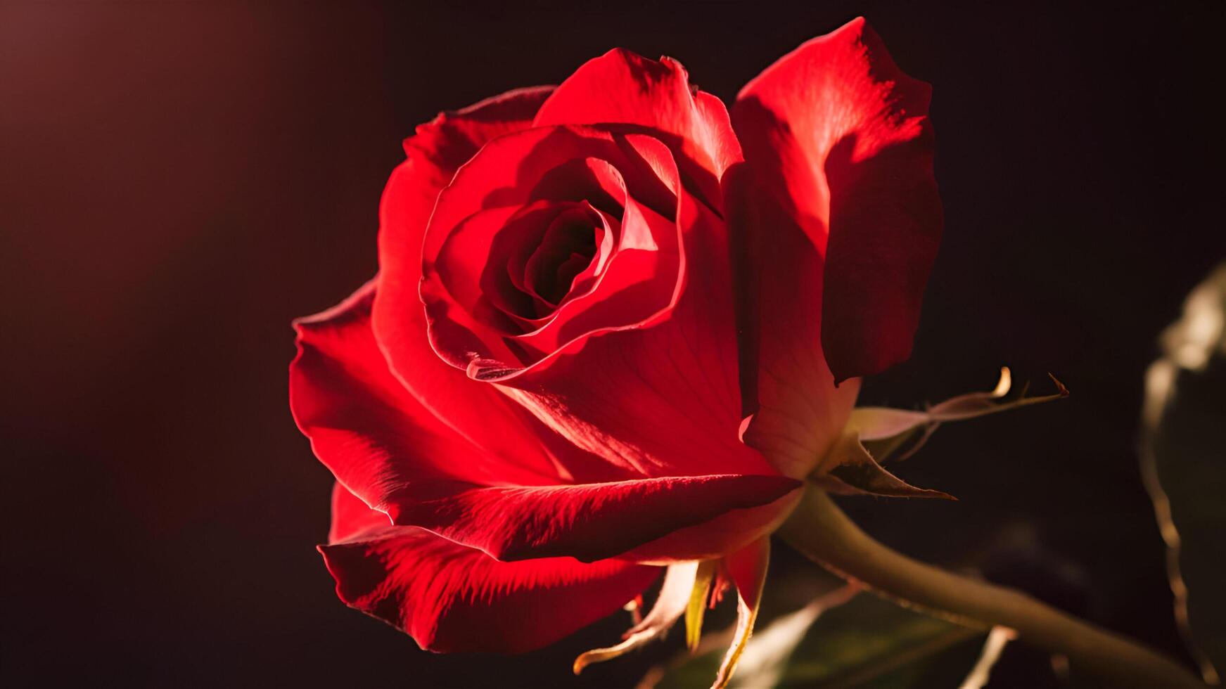 a red rose is shown in the dark photo