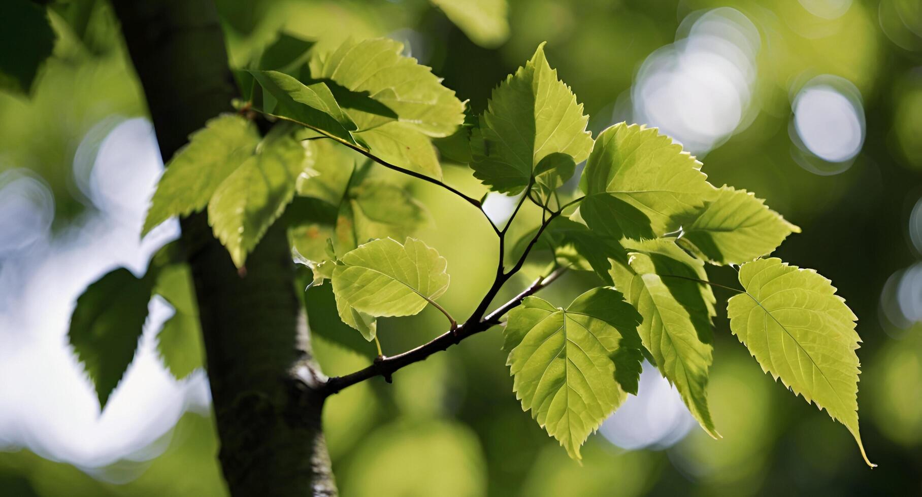 a close up of green leaves on a tree photo
